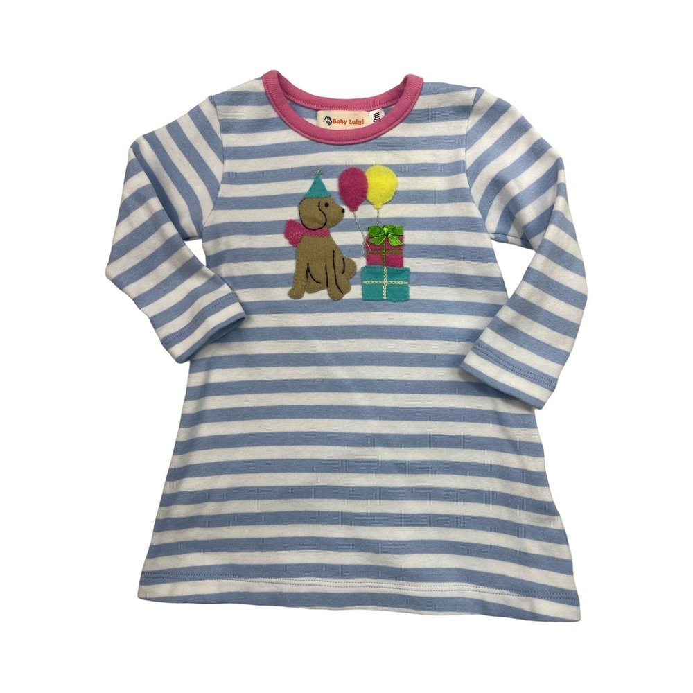 NWT Luigi Applique Birthday Party Dog A Line Stripe Dress